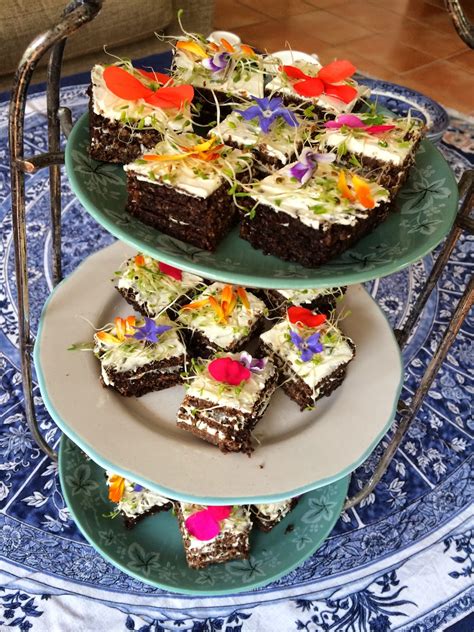 Alessandra Zecchini: Pumpernickel sandwiches with herb cream cheese and edible flowers