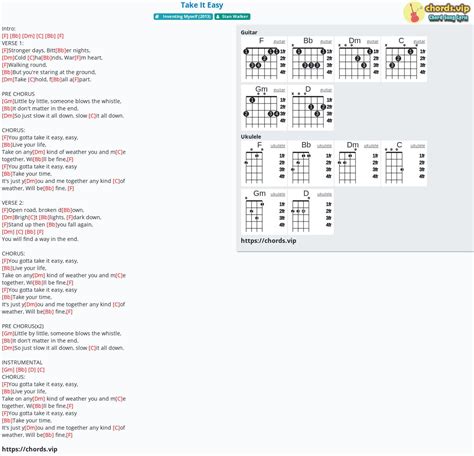 Chord: Take It Easy - tab, song lyric, sheet, guitar, ukulele | chords.vip