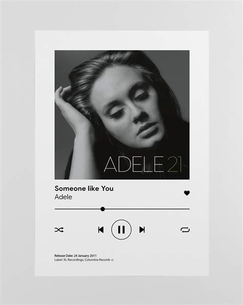 Someone Like You Adele Spotify Poster Print Music Poster | Etsy