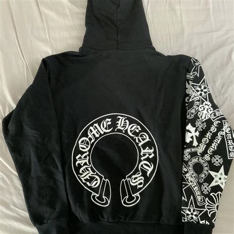 Chrome Hearts Men's Black and White Hoodie | Depop