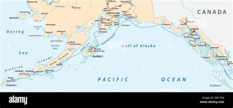 Map of the Alaska Marine Highway System, ferry, United States Stock Vector Image & Art - Alamy