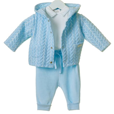 Baby Boys Blue 3 Piece Outfit | Jacket, Top & Trousers | Bumpalumpa.com