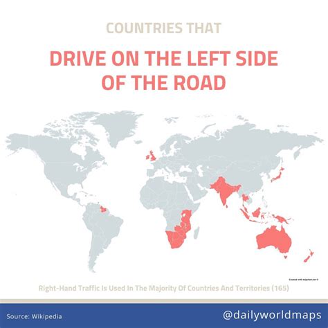 In the world, 78 countries drive on the left. Here is a map of all of them.