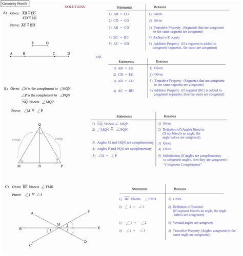 Geometry Proofs Worksheet