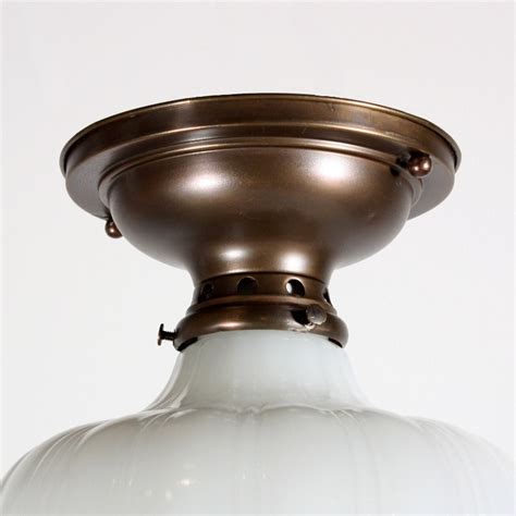 Elegant Antique Brass Flush Mount Light with Milk Glass Shade NC1210 For Sale | Antiques.com ...