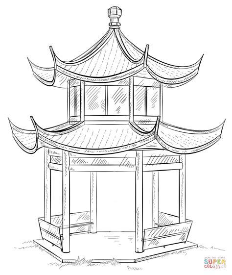 Chinese Pagoda coloring page | Free Printable Coloring Pages