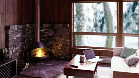 Fireplace Crackling in a Cozy Snowed-In Cabin | Ambient Fireplace and Wind Sounds for Relaxation ...