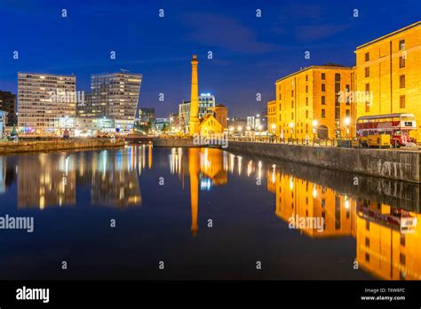 Liverpool Skyline Pier head sunset Stock Photo - Alamy