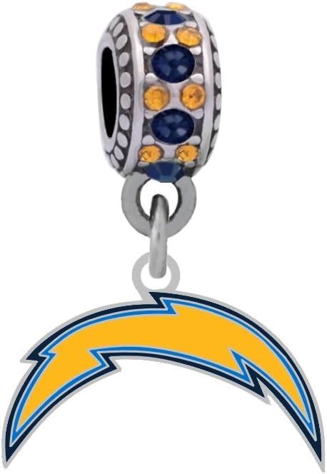 Amazon.com : Final Touch Gifts Los Angeles Chargers Logo Charm Fits European Style Large Hole ...