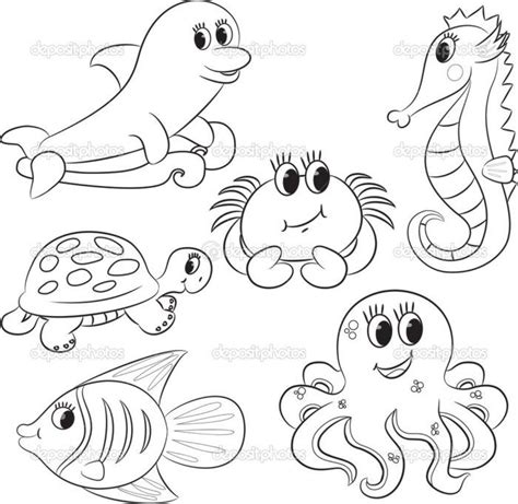 Desenhos De Animais Aquaticos | Animal outline, Cartoon sea animals ...