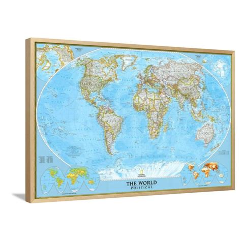 World Political Map Framed Poster Wall Art - 41x28 - Walmart.com ...