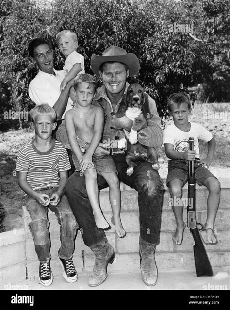 CHUCK CONNORS with wife and sons Mike , Jeff , Steve and Kevin at home.Supplied by Photos inc ...