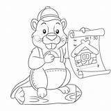 Premium Vector  Beaver Planning To build A House Cartoon Character sketch template