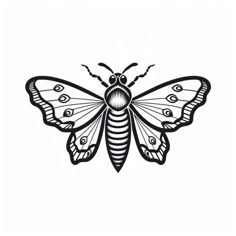 Premium AI Image | Bold Black and White Moth Tattoo on White Background