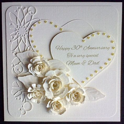 Order Code: 081406 Beautiful 30th Anniversary card. Ivory linen cardstock decorated with two ...