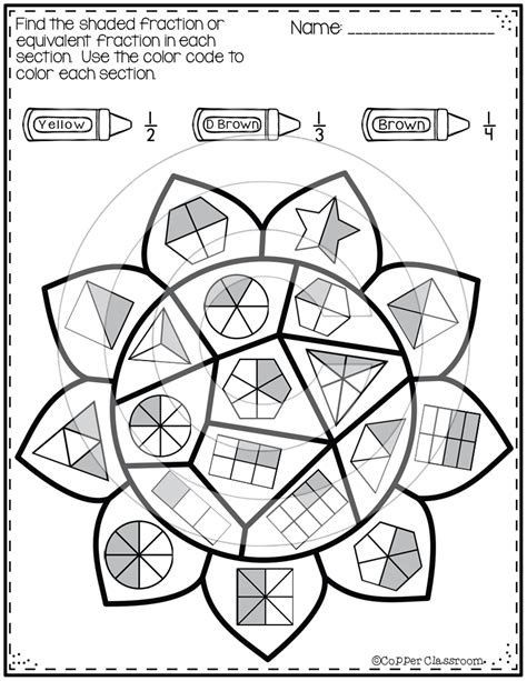 Color Fractions Worksheet - Printable Word Searches