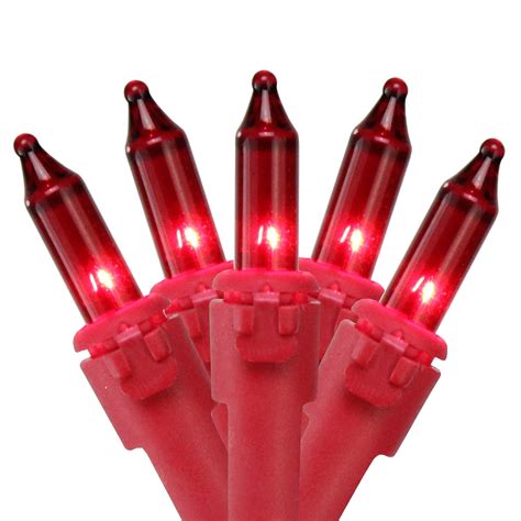 50 Count Red Mini Christmas Light Set, 10 ft Red Wire - Walmart.com