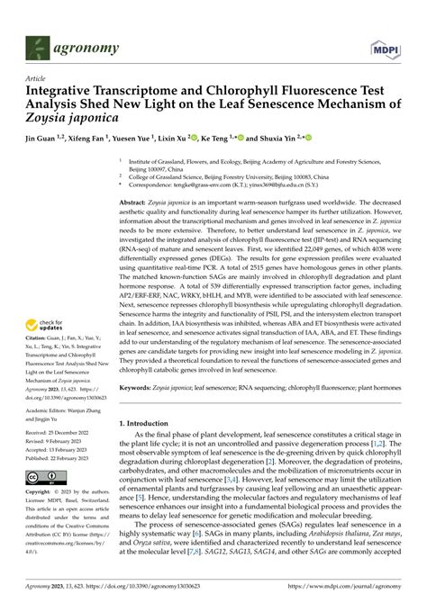 (PDF) Integrative Transcriptome and Chlorophyll Fluorescence Test ...