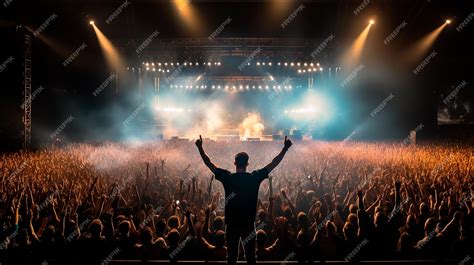 Premium AI Image | concert with a large crowd of people crowd of a big ...