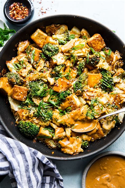 Tofu Stir-Fry with Vegetables and Peanut Sauce | The Modern Proper