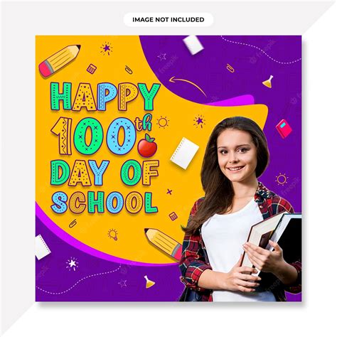 Premium PSD | Happy 100 days of school Banner design.100 days of school Social media banner or ...