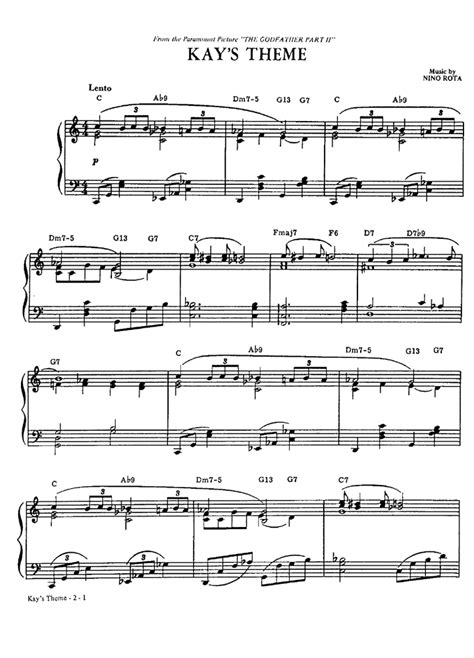 THE GODFATHER KAY'S THEME Piano Sheet music | Easy Sheet Music