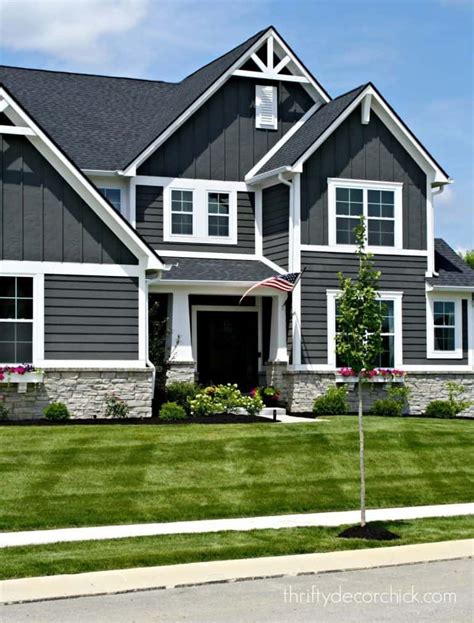 Dark Gray Siding With White Trim | Exterior Color Selections | Gray ...