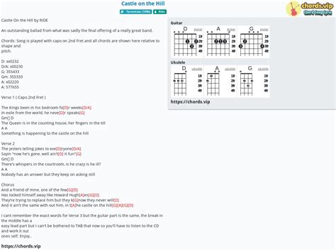 Chord: Castle on the Hill - tab, song lyric, sheet, guitar, ukulele | chords.vip