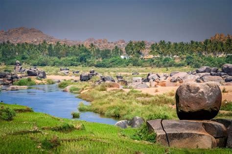 Hampi landscape stock image. Image of farming, geology - 55492915