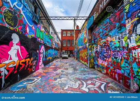 Graffiti Alley, in the Station North Arts and Entertainment District, in Baltimore, Maryland ...