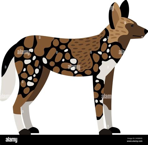 African wild dog. Cartoon image of savannah creature, carnivore of nature, vector illustration ...