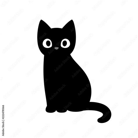 Cute cartoon black cat Stock Vector | Adobe Stock