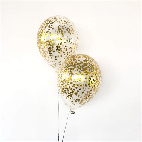 [Helium Inflated Balloons] - 12 inch, 1cm Confetti Latex Balloons - Metallic Gold