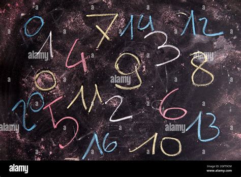 Series of colored numbers drawn with chalk on blackboard Stock Photo ...