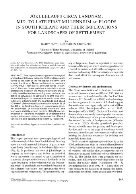 (PDF) Jökulhlaups Circa Landnám: Mid‐ to Late First Millennium AD ...