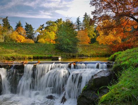 Waterfalls Autumn Scenery Park Stock Photo - Image of vivid, natural: 34548162