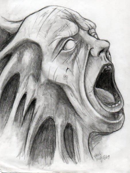 screaming face. used it once | Scary drawings, Scary art, Dark art drawings