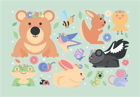 collection spring animals 10423535 Vector Art at Vecteezy