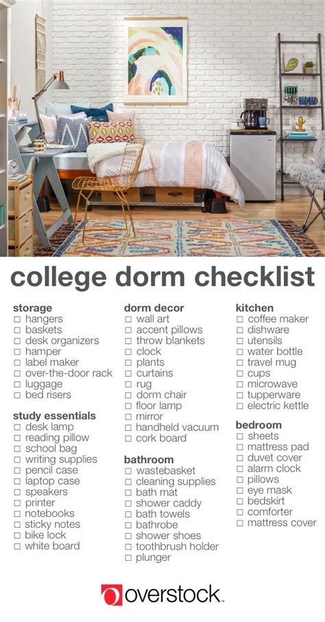 College Dorm Checklist for New Students | Overstock.com | Dorm checklist, College dorm checklist ...