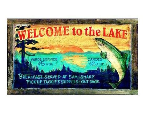 Customizable Welcome to the Lake Vintage Style Wooden Sign ...