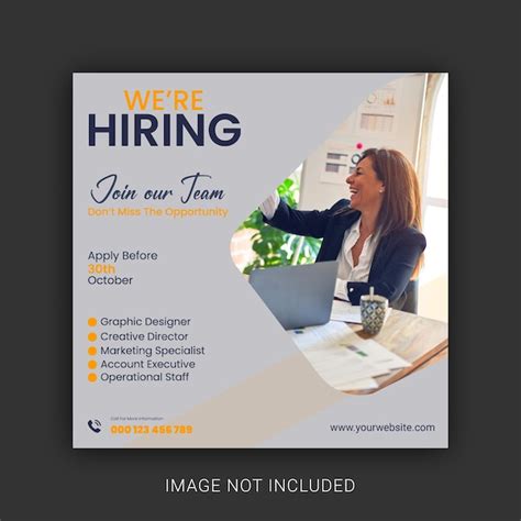 Premium Vector | We are hiring poster job vacancy square banner or ...