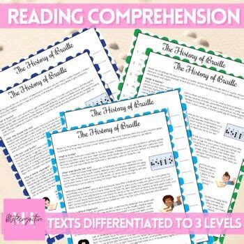 History of Braille Reading Comprehension Worksheets | Reading ...