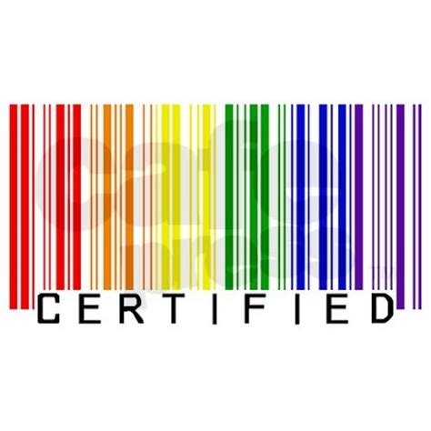 a barcode sticker with the word certified in black and rainbow colors on it