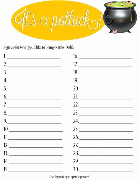 √ 20 Potluck Signup Sheet Word ™ | Dannybarrantes Template