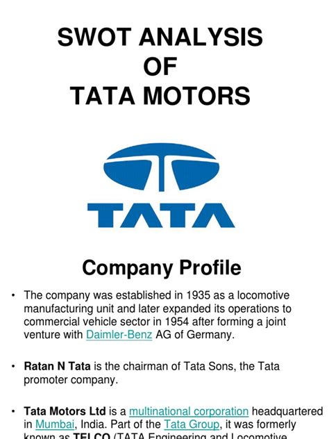 Swot Analysis Tata Motors | Automotive Industry | Land Vehicles