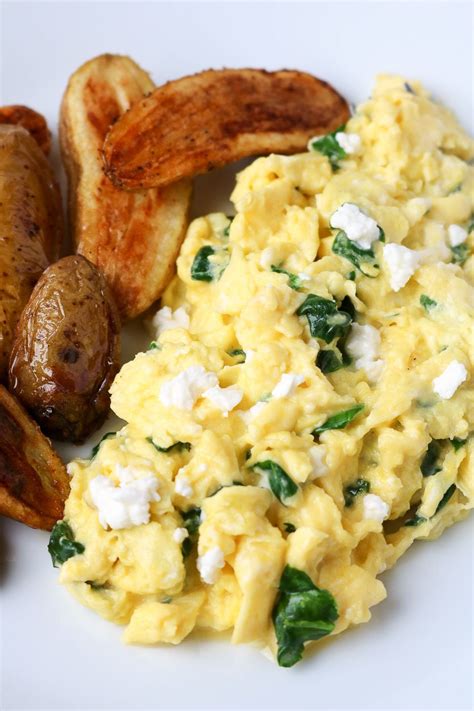 Spinach Scrambled Eggs with Feta - Stephanie Kay Nutrition