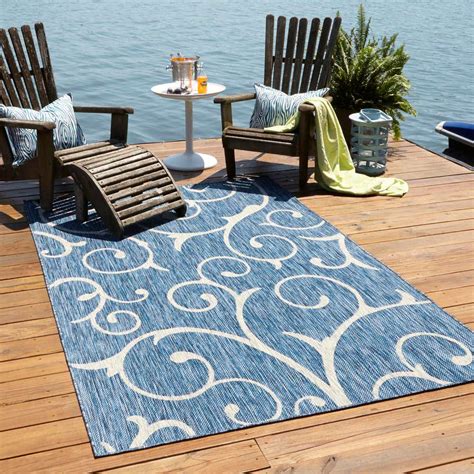 Blue 8' x 11' 4 Outdoor Botanical Rug | Rugs.com