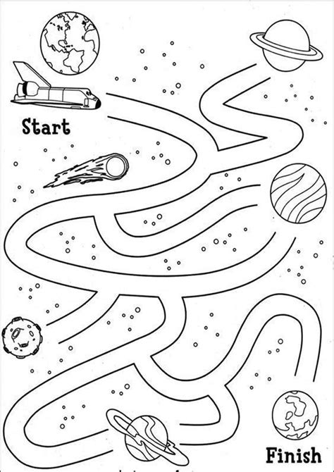 Free Simple Maze Printables For Preschoolers And Kindergartners | Space ...