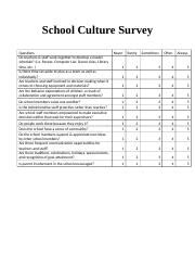 School Culture Survey.docx - School Culture Survey Questions Do ...