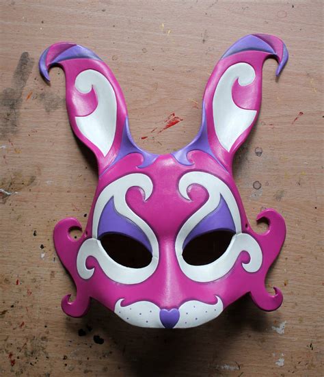 Pink Fantasy Bunny leather mask by ShadowFoxLeatherwork on DeviantArt